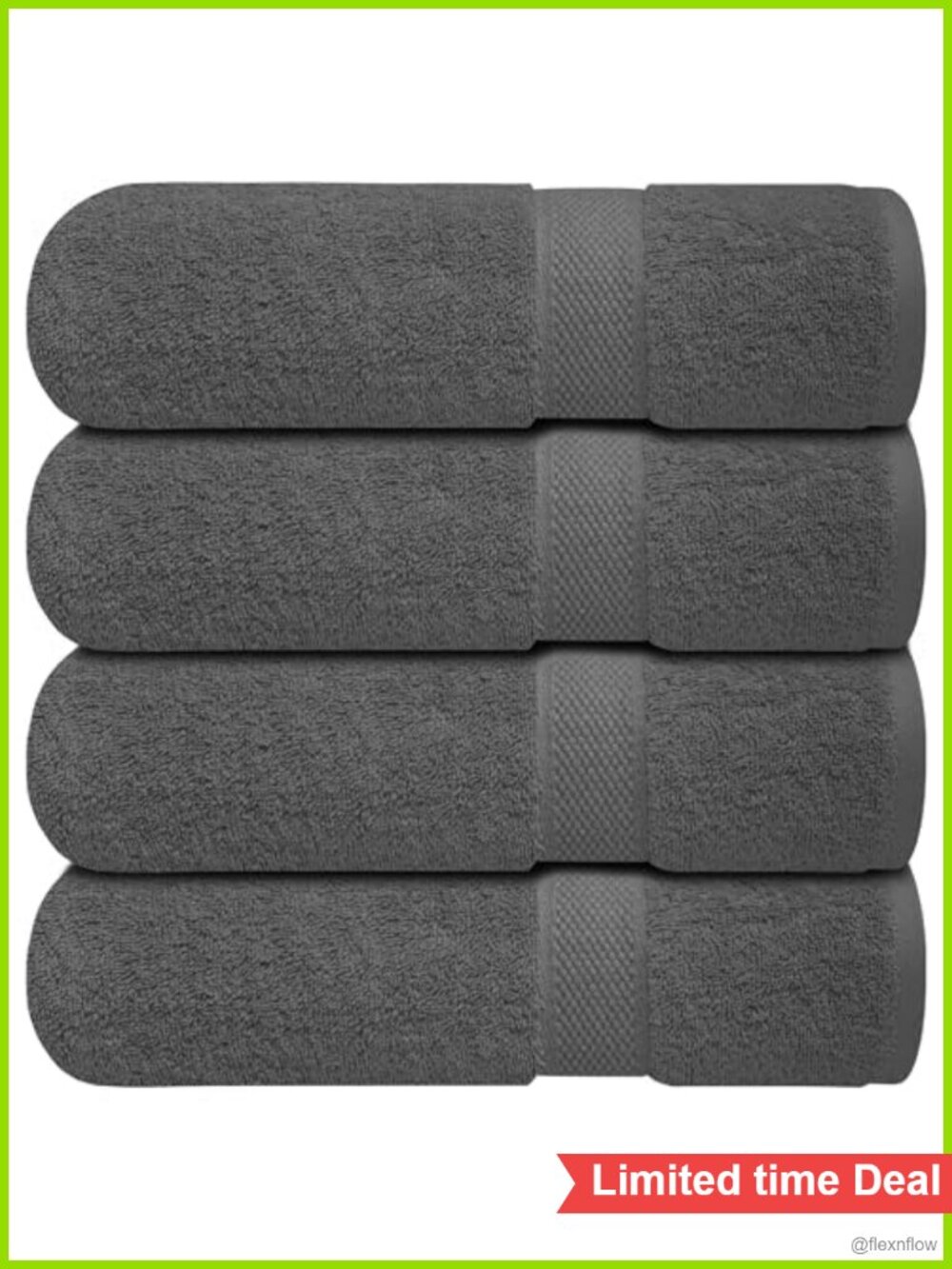 100% Ring-Spun Cotton Bath Towels Set of 4 Plush Absorbent Quick-Dry